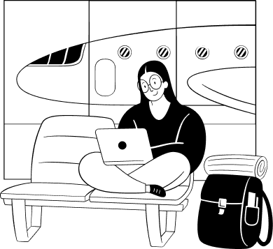 Illustration of a person working on a laptop